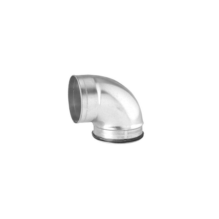 Kort 90 graders ventilationsbøjning med muffe & nippel - 100 mm