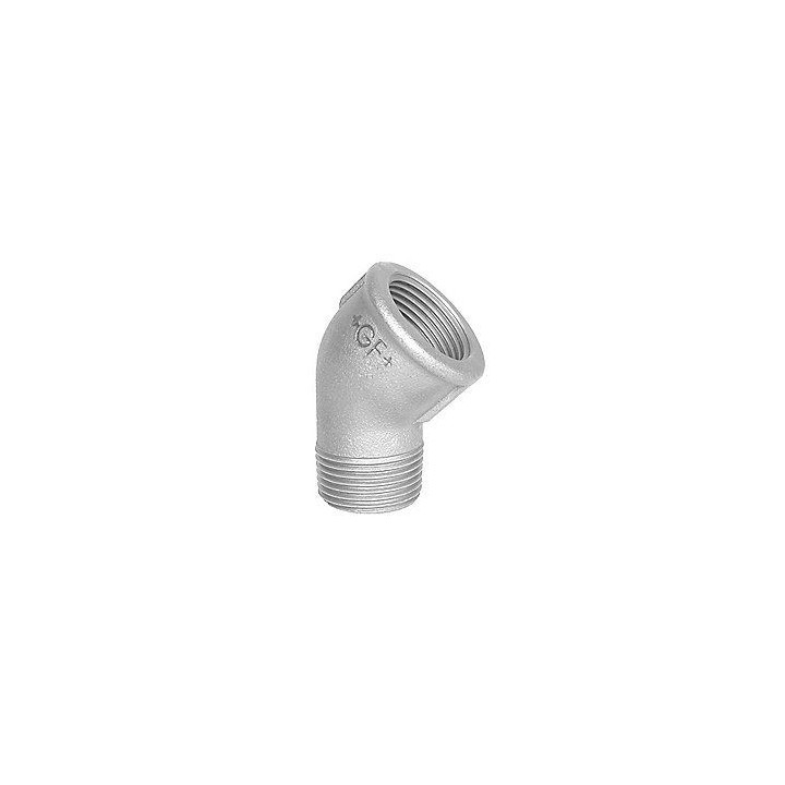 Galvaniseret kort 45 graders vinkel med muffe & nippel - 2½"