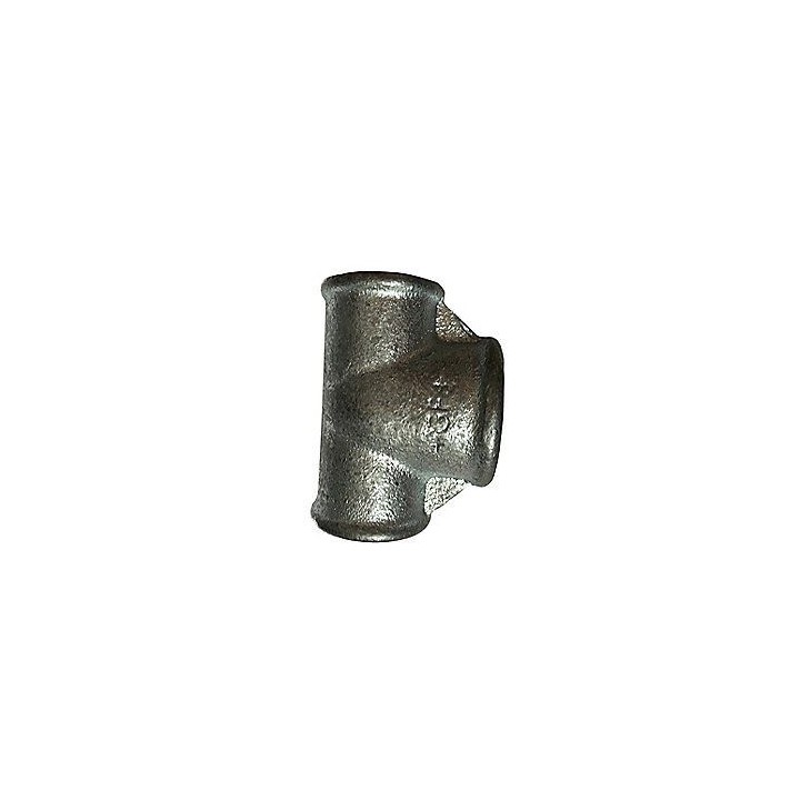 Galvaniseret & reduceret T-stykke med indvendigt gevind - ½ - ¾ - ½"