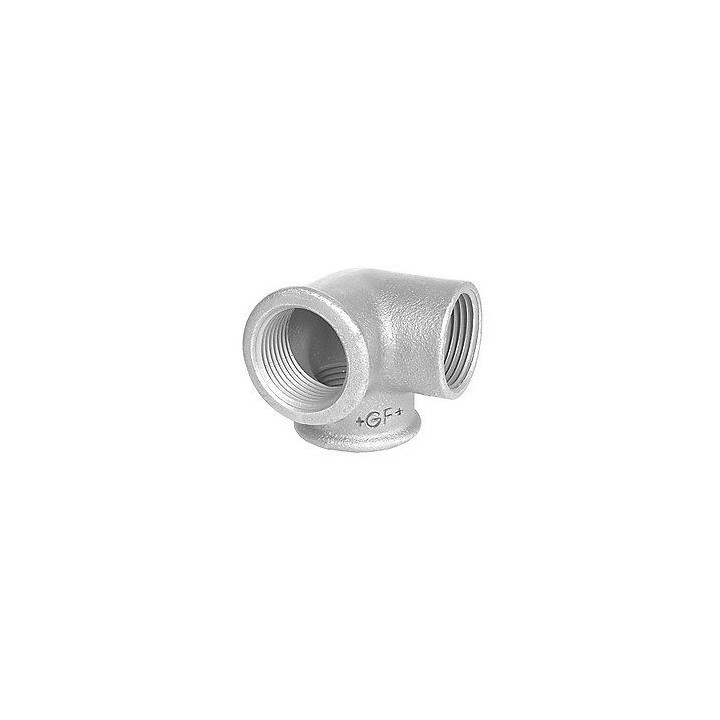 Galvaniseret vinkel med muffe & sideudløb - ½"