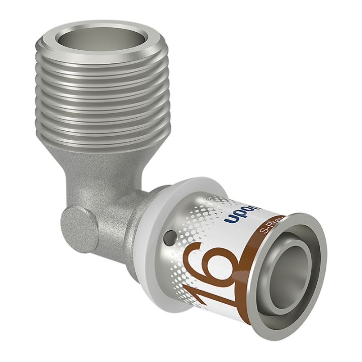 Uponor 90 graders AluPEX pressbøjning med nippel -  16 mm x ½"