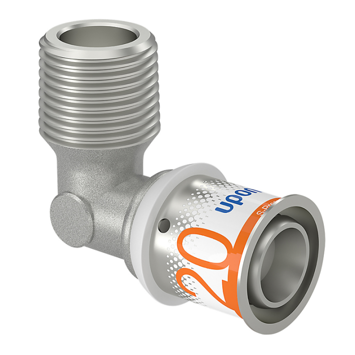 Uponor 90 graders AluPEX pressbøjning med nippel -  20 mm x ½"