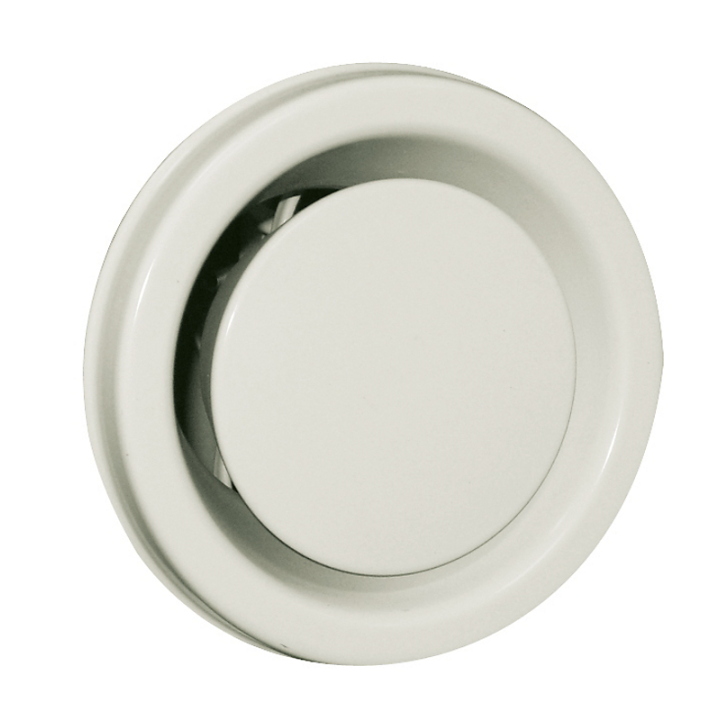 Udsugningsventil 100 mm  med lavt lydniveau samt ventilramme med pakning