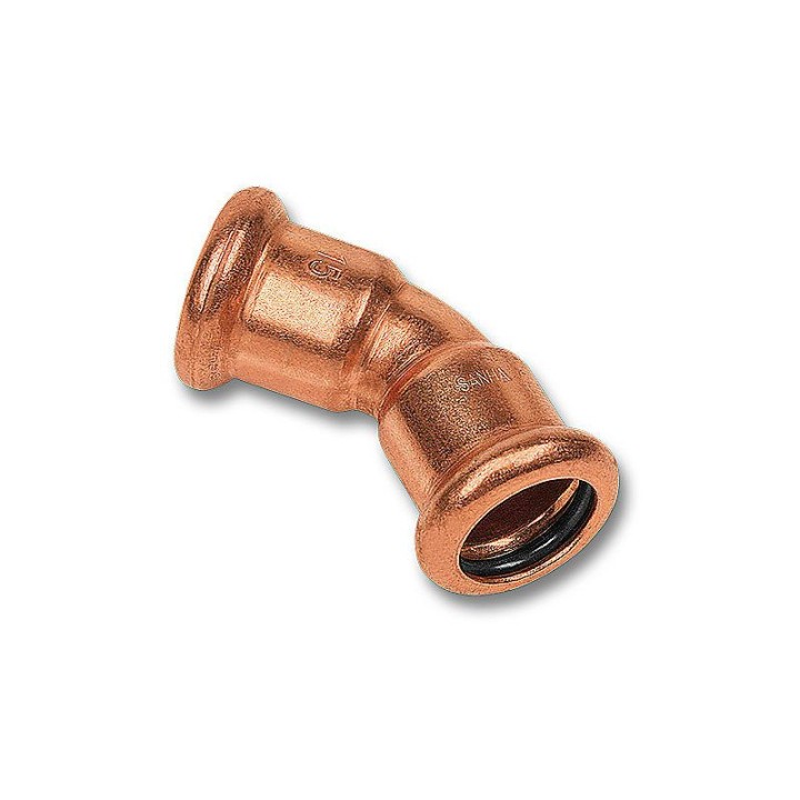 45 graders kobber pressbøjning med muffe - muffe - 22 mm