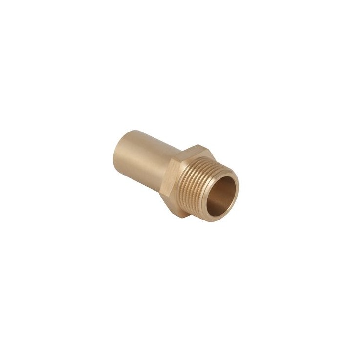 Kobber pressovergang med nippel & udvendigt gevind - ½" x 22 mm