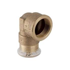 90 graders kobber pressvinkel med muffe & indvendigt gevind - ½" x 12 mm