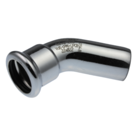 Forzinket 45 graders pressbøjning med muffe-nippel - 54 mm