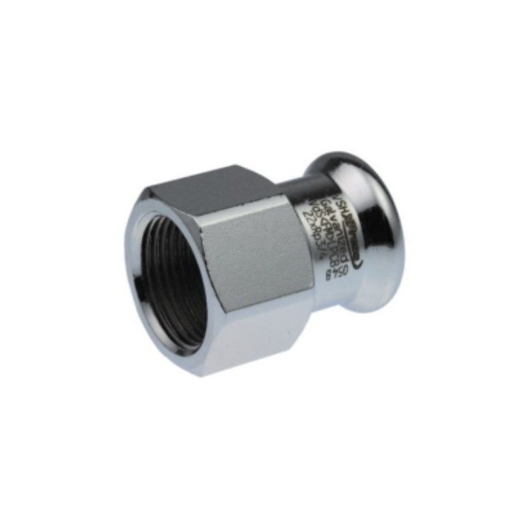 Forzinket pressovergang med muffe & indvendigt gevind - ½" x 12 mm