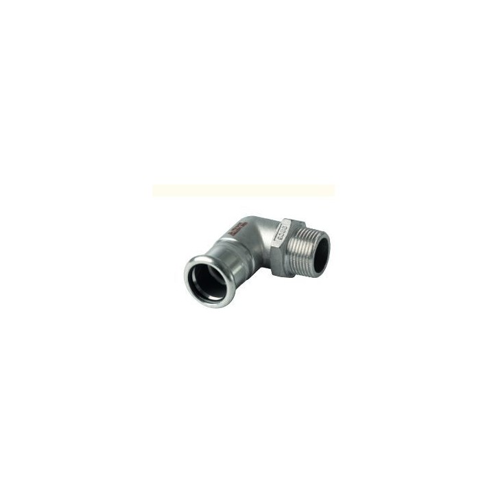 Rustfri press vinkelovergang med muffe & udvendigt gevind - 2" x 54 mm