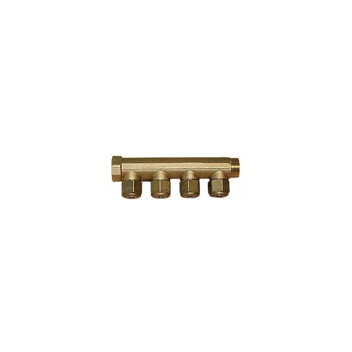 Fordelerrør med 4 studse - 15 mm x ¾"
